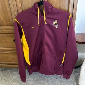 Nike Maroon and Yellow Hoodie